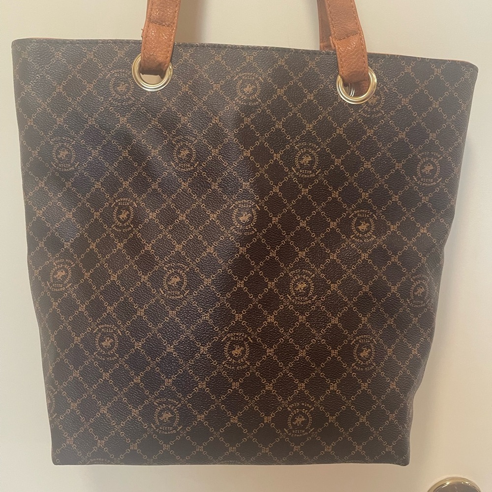 ❌❌SOLD❌❌NWOT Beverly Hills Polo Monogram Tote Bag with Tan Straps - Picture 4 of 7